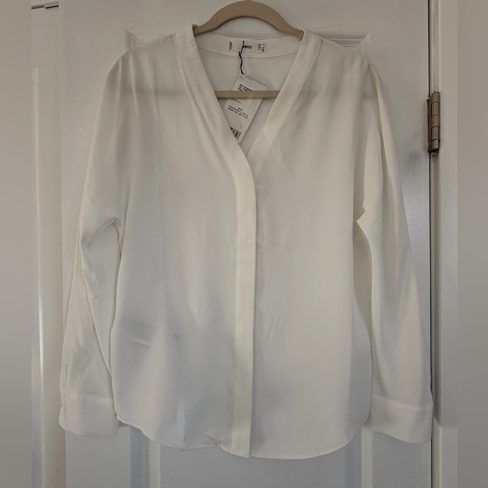 Mango Long Sleeve White Blouse